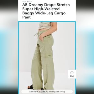 AE Dreamy Drape Stretch Super High-Waisted Baggy Wide-Leg Cargo Pant 10L